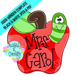TEMPLATE: teacher door hanger template, classroom door hanger template, apple door hanger template, digital door hanger template