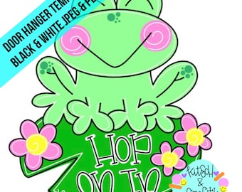 TEMPLATE: Spring door hanger template, frog door hanger template, lilypad door hanger template