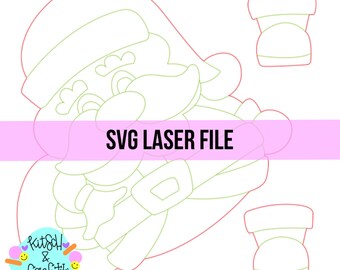 SVG: Christmas door hanger svg, Santa ribbon leg door hanger svg, Santa ribbon leg ornament svg