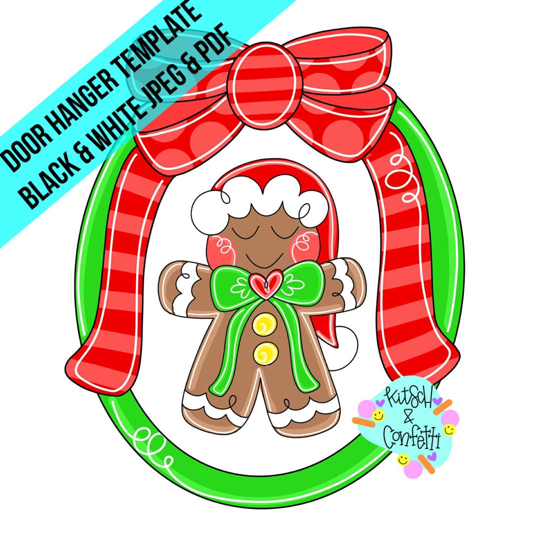 TEMPLATE: Christmas Door Hanger Template, Gingerbread House Door Hanger ...