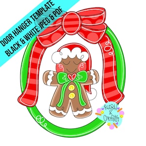 TEMPLATE: Christmas door hanger template, gingerbread house door hanger template