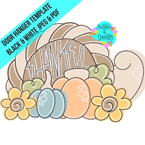 TEMPLATE: Thanksgiving door hanger template, horn of plenty door hanger template