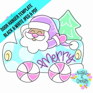 TEMPLATE: Christmas door hanger template, Santa door hanger template