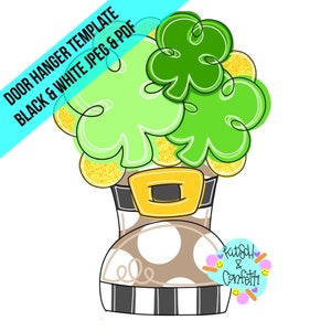 TEMPLATE: St Patricks day leprechaun door hanger template, St Patricks Day pot of gold door hanger template