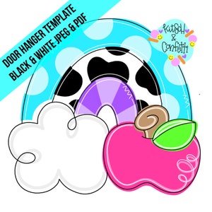 TEMPLATE: teacher door hanger template, classroom door hanger template, apple door hanger template, digital door hanger template