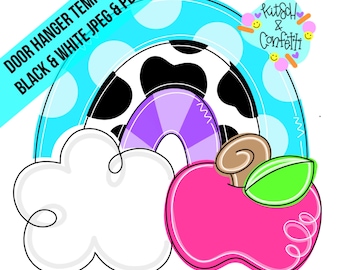 TEMPLATE: teacher door hanger template, classroom door hanger template, apple door hanger template, digital door hanger template