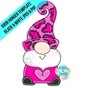 TEMPLATE: Valentine&#39;s Day template, Valentine&#39;s gnome template, Valentine&#39;s template, DIY door hanger template, digital door hanger template