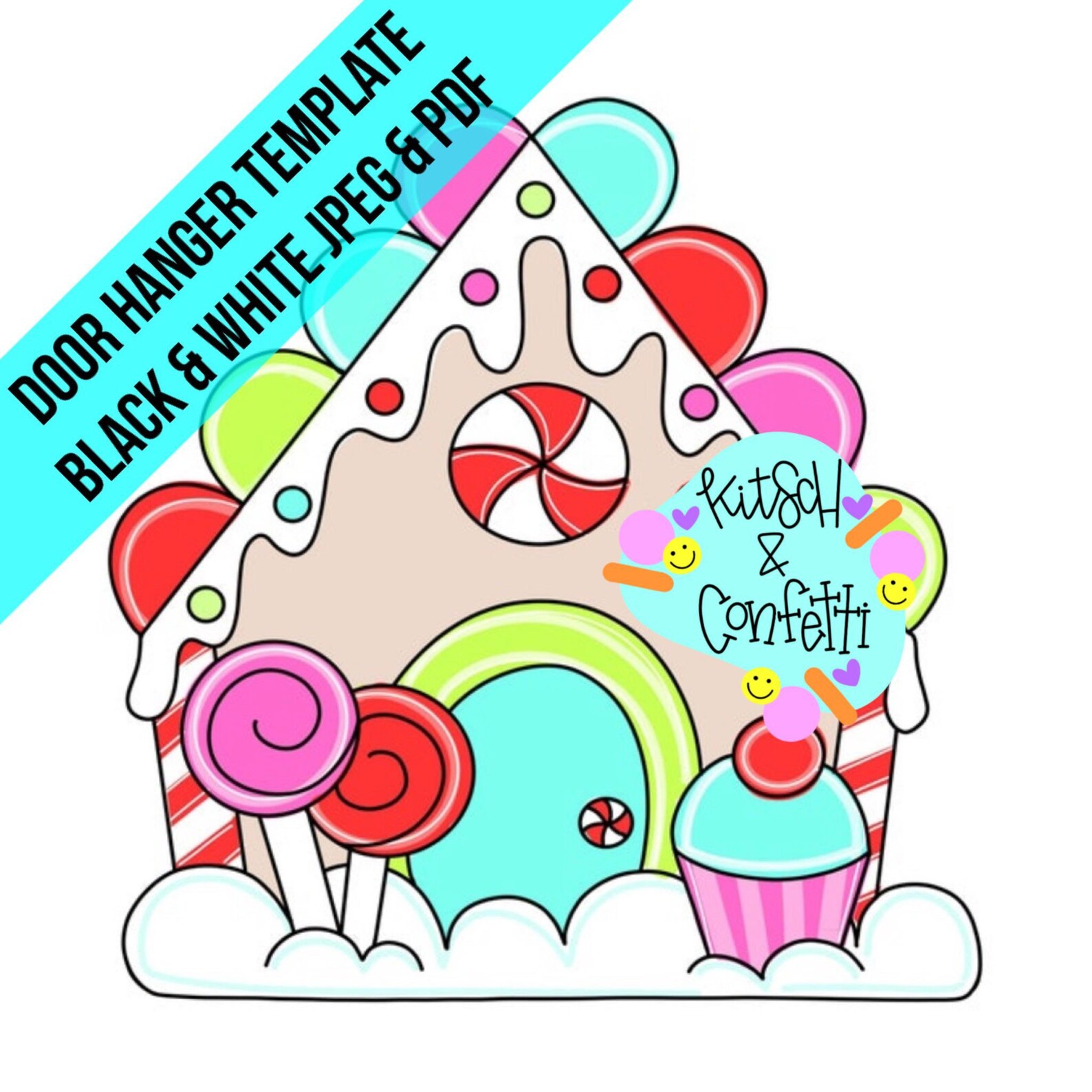 Christmas Gingerbread House Door Hanger Template (PDF/JPEG) - Etsy