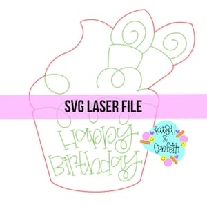 SVG:  birthday cupcake door hanger SVG