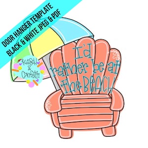 TEMPLATE: Summer door hanger template, beach door hanger template, umbrella door hanger template, beach chair door hanger template