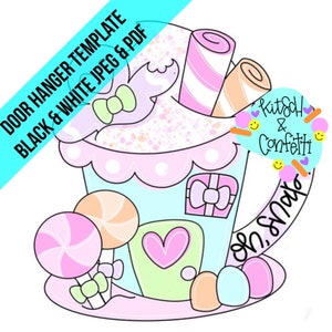 TEMPLATE: Christmas door hanger template, gingerbread  door hanger template, candyland door hanger template, Christmas latte door template