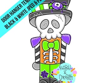 TEMPLATE: Halloween door hanger template, skeleton door hanger template, skeleton nutcracker door hanger template