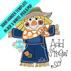 TEMPLATE: Fall door hanger template, scarecrow door hanger template, hello Fall door hanger template