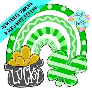 TEMPLATE: St Patricks day door hanger template, St Patricks Day pot of gold door hanger template, St Patricks Day rainbow door template