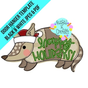 TEMPLATE: Christmas door hanger template, Christmas armadillo template, holiday armadillo template