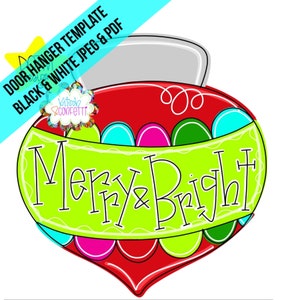TEMPLATE: Door hanger of the month template, Christmas ornament door hanger template, merry and bright door hanger template