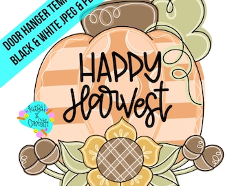 Pumpkin Sunflower Door Hanger Template (PDF/JPEG)
