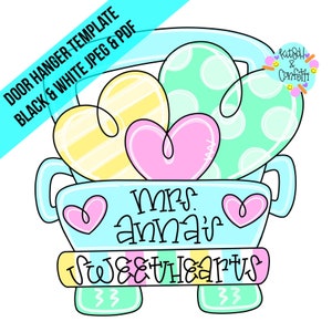 TEMPLATE: Valentines door hanger template, Vday door hanger template, Valentines cupcake door hanger template, love door hanger template