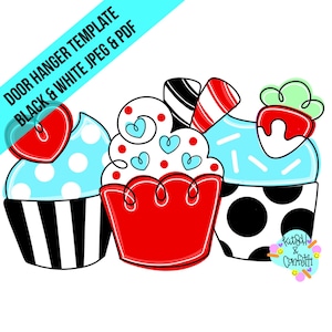 TEMPLATE: Valentines cupcake door hanger template