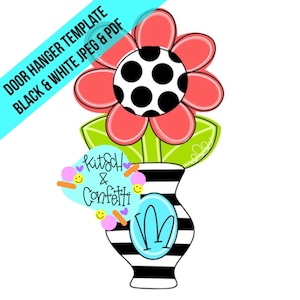 TEMPLATE:  Spring door hanger template, flower door hanger template, flower pot door hanger template