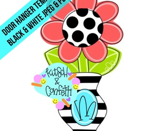 TEMPLATE:  Spring door hanger template, flower door hanger template, flower pot door hanger template