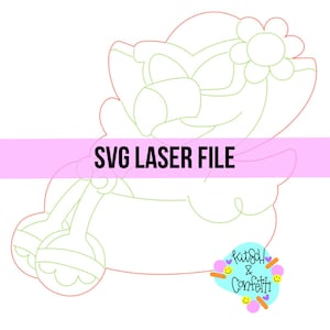 Peut inclure: Une illustration au trait numérique d'un flamant rose portant des lunettes de soleil et une fleur, avec le texte SVG LASER FILE au centre et le logo Kitsch & Confetti en bas à droite, présentée dans un style de contour léger.