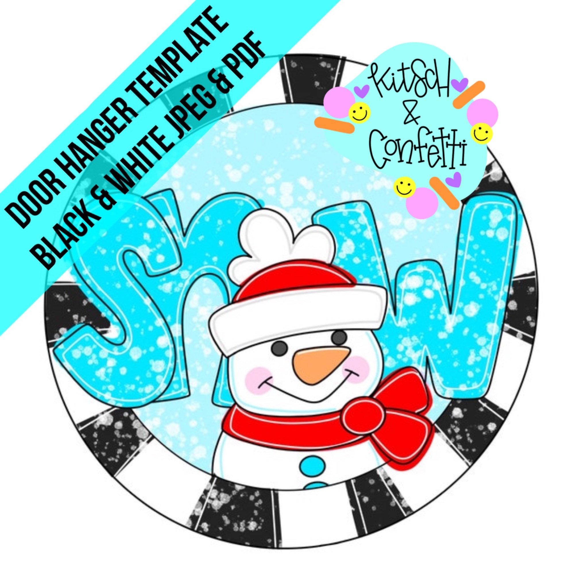 Snowman Door Hanger Template (PDF/JPEG) - Etsy