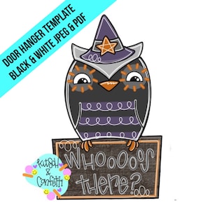 TEMPLATE: Halloween door hanger template, owl door hanger template