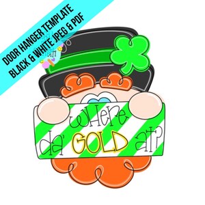 TEMPLATE: St Patricks day door hanger template, Leprechaun door hanger template