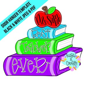 TEMPLATE: teacher door hanger template, classroom door hanger template, apple door hanger template,teacher appreciation door hanger template