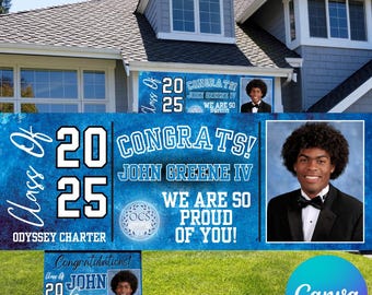 Graduation Banner/Yard Sign FULLY EDITABLE Canva Template