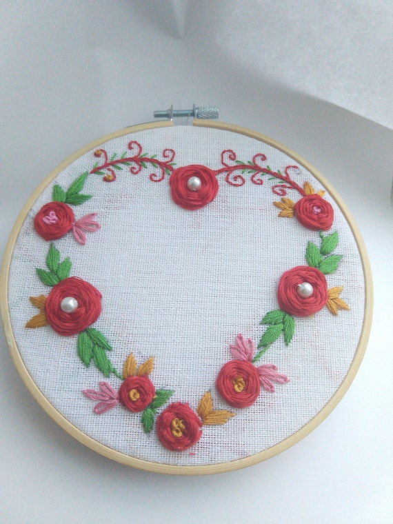 Hand Embroidery Love Couple Proposal Quotes Floral Heart