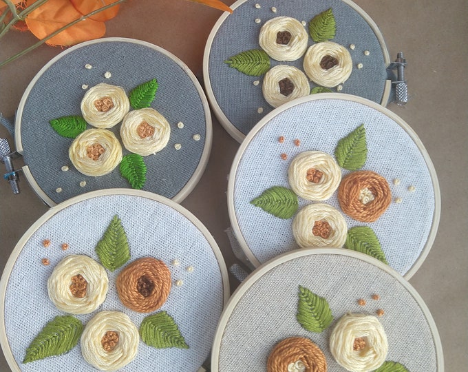 Floral embroidery mini hoop art,floral hoop art, nursery embroidery hoop,hand embroidered,embroidery hoop gift,embroidery wall hang, roses