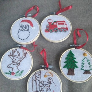 jesus birth place christmas hoop ornament. porcelain nativity scene with embroidery stable. birth of christ hand embroidery ornaments.