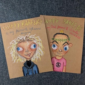 Tarjeta de felicitación de caricatura personalizada a partir de una foto