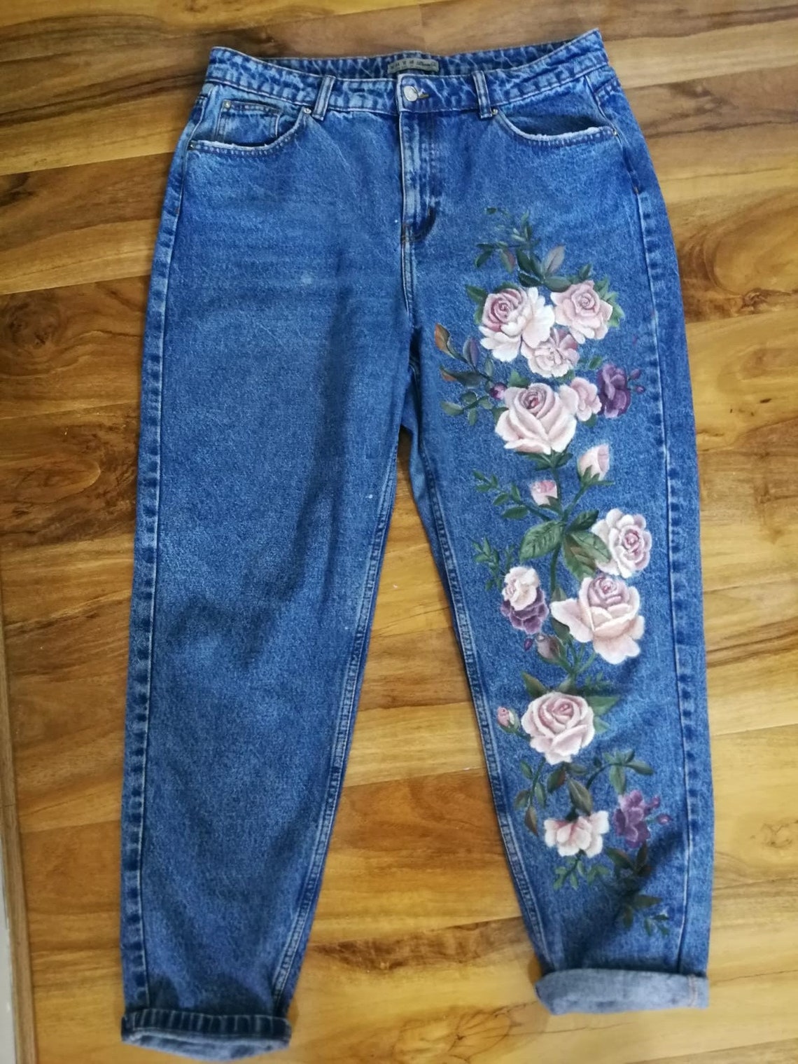 Custom Painted Denim Jeans | Etsy