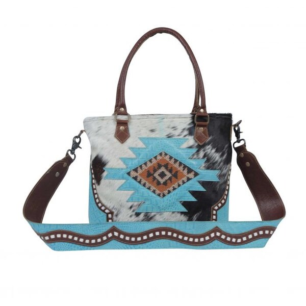 Riptide leather myra bag Turquoise leather crossbody western Crossbody Cowhide bag Aztec Crossbody purse Embossed Leather Bag All New Myra