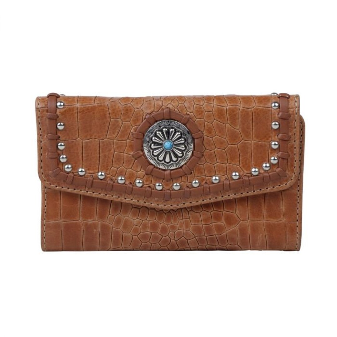Myra Maple Wallet Turquoise Stone Medallion Genuine Leather Wallet With