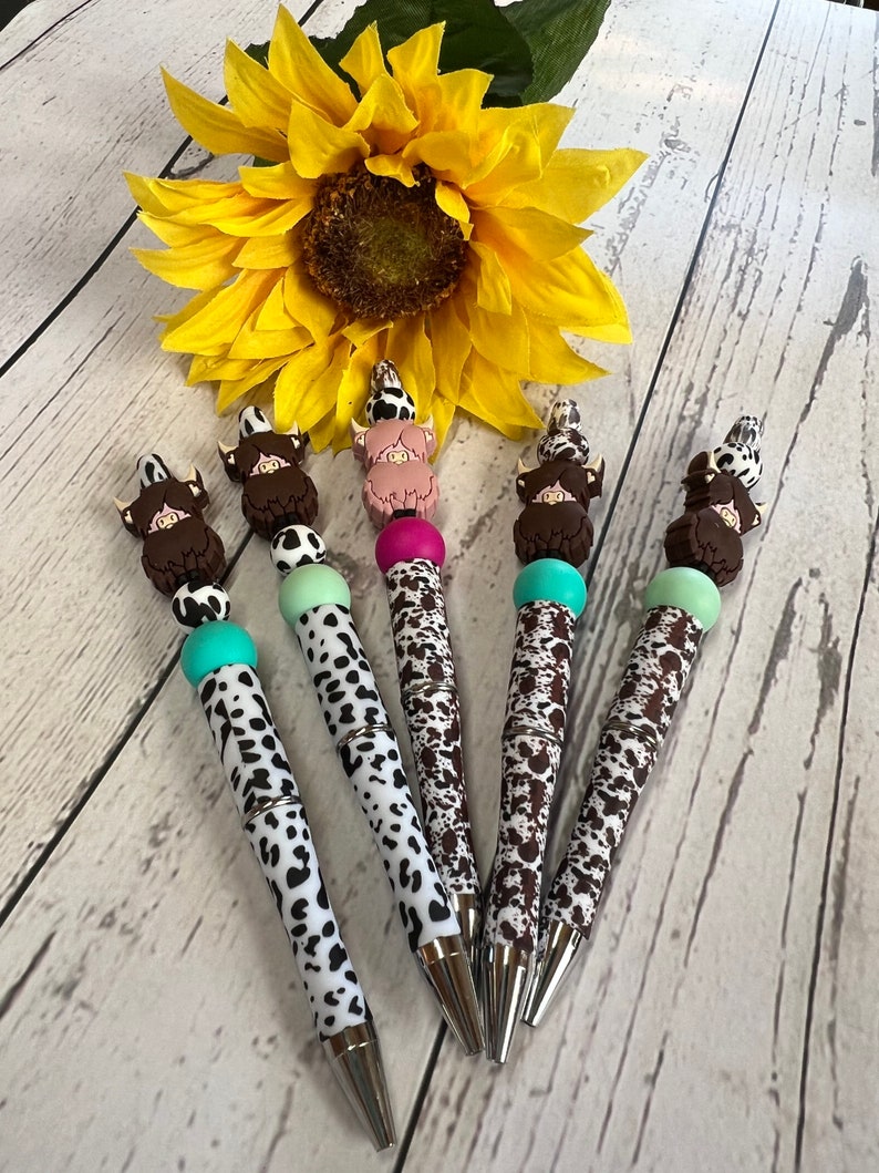 Highland Cow Beaded Pen Cow Lover Ink Pen Cow Lover Gift Etsy