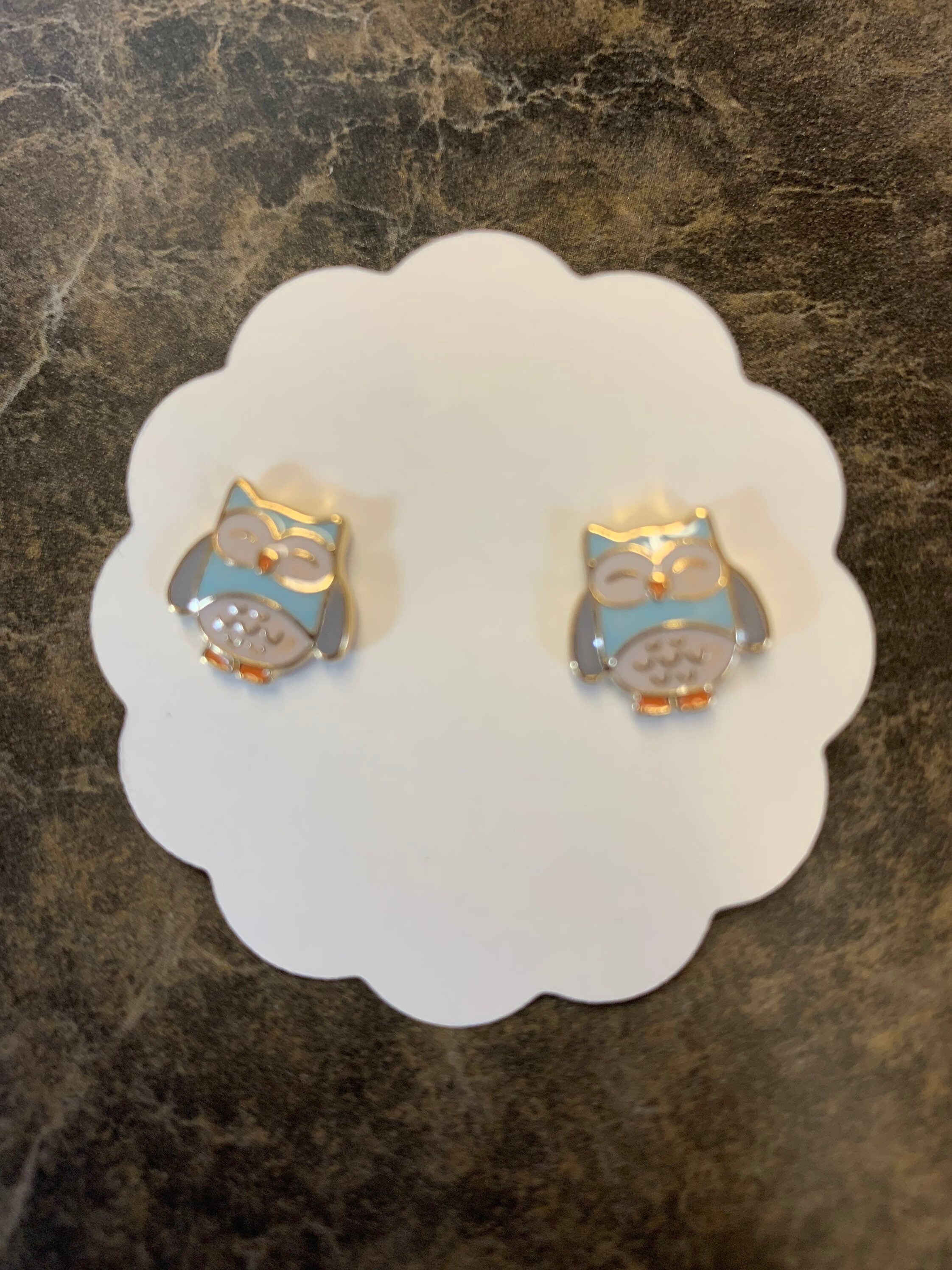 Blue Owl Stud Earrings