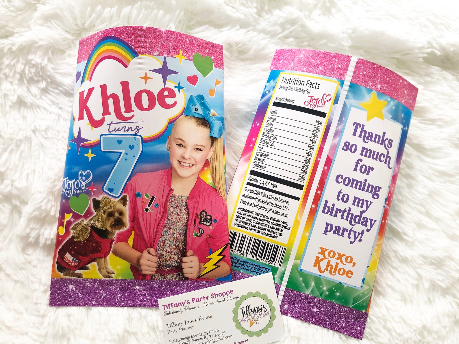 JoJo Siwa Inspired Chip Bag JoJo Chip Bag JoJo Party Favors Etsy