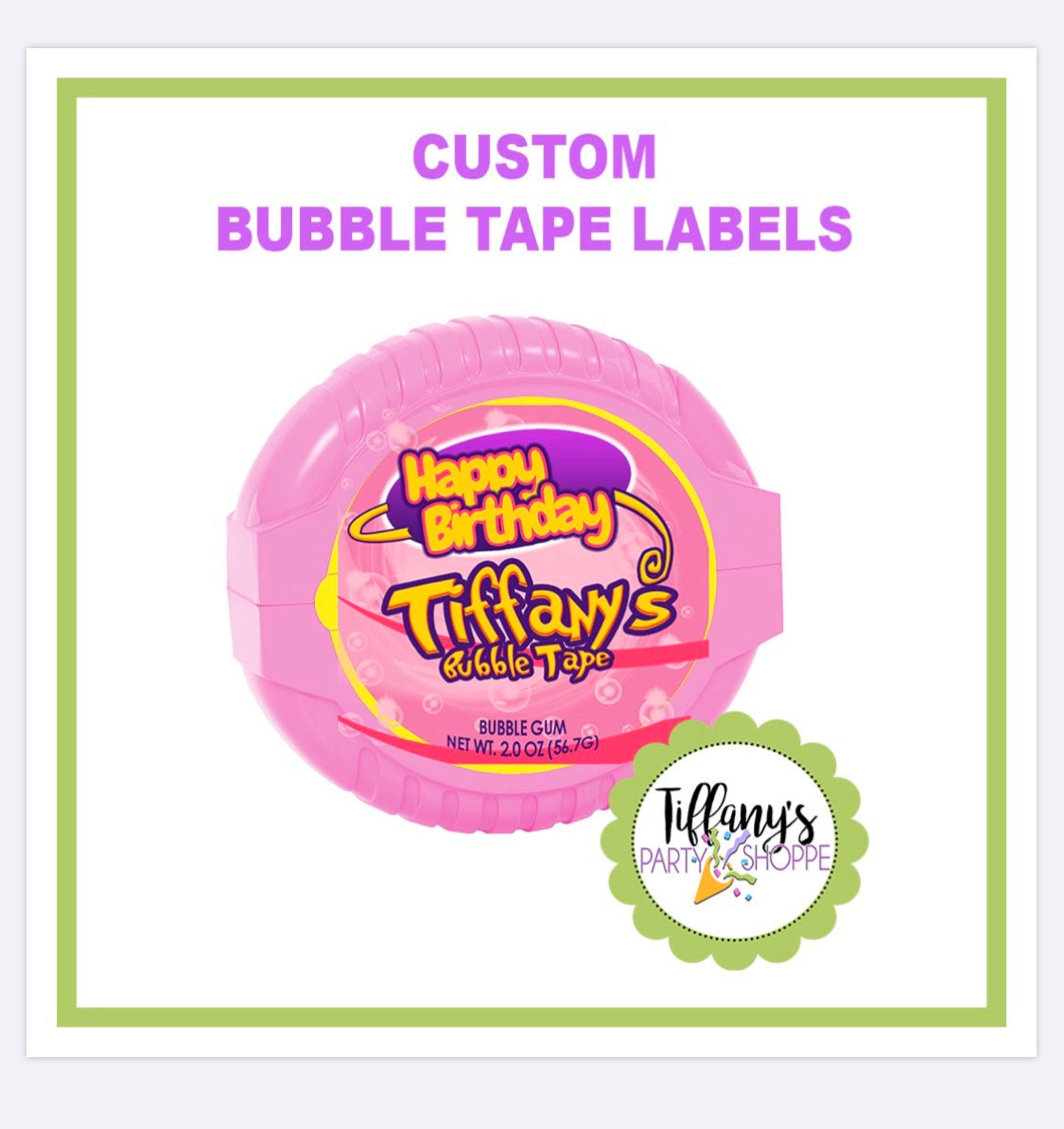 Custom Bubble Gum Tape Label Personalized Candy Labels LABEL Etsy