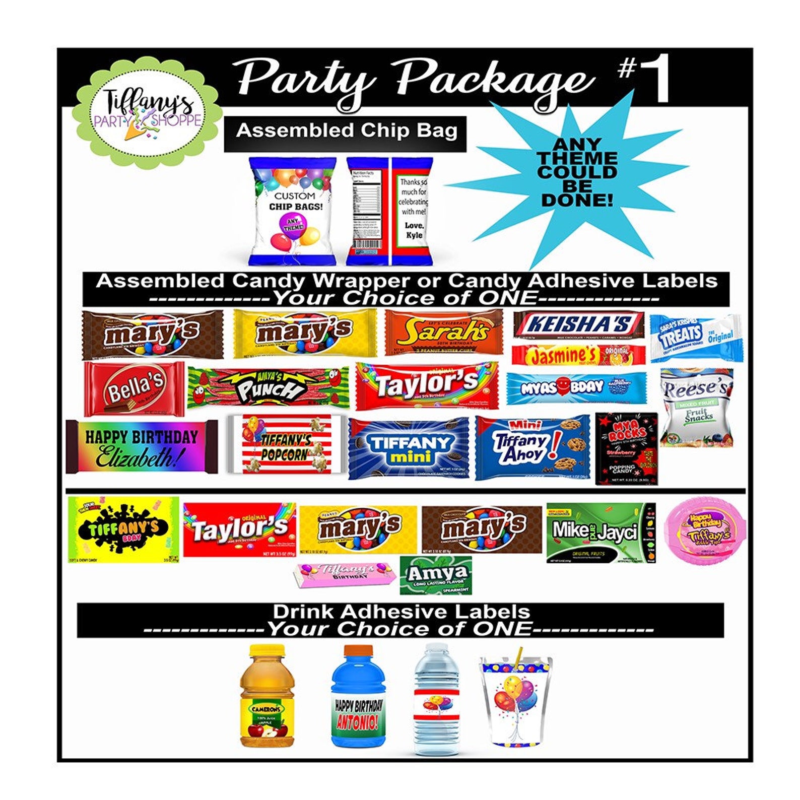 Custom Party Package 1 Personalized Party Package Etsy