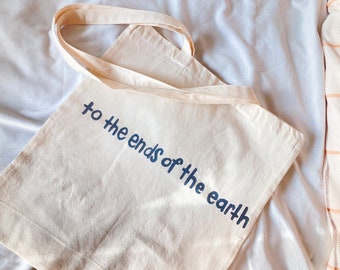 to the ends of the earth christian tote bag | hand-painted tote bag | washable tote bag