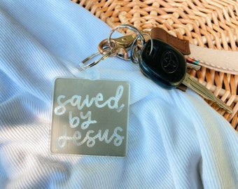 saved by jesus acrylic keychain | christian keychain | jesus car keychain