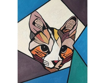 Cat Original Oil Painting on Canvas for Art Collector Painting for Cat Lover Artwork for Gift for Cat Lover Unique Modern Wall Art Handmade