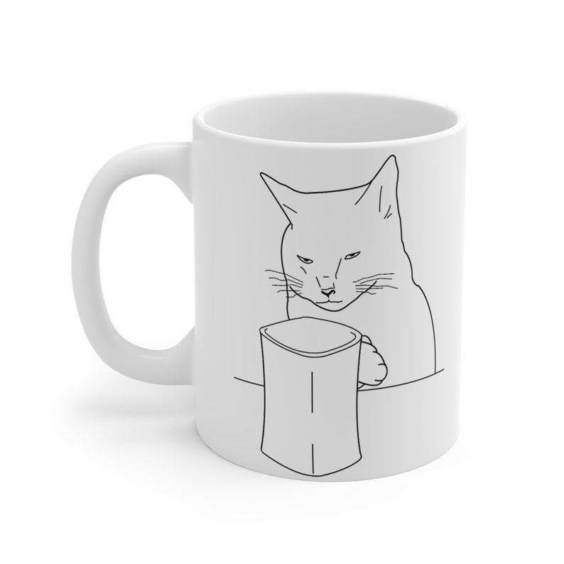 11oz 033ml Grumpy kitty coffee tea sarcastic mug cat gifts for cats lovers fuck off mug original design black & white pattern on both sides zdjęcie 3