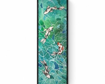 Koi Fish Original Handmade Oil Painting on Canvas Modern Wall Art for Art Collector Painting Own Design Handmade Gift Collector's Art Piece