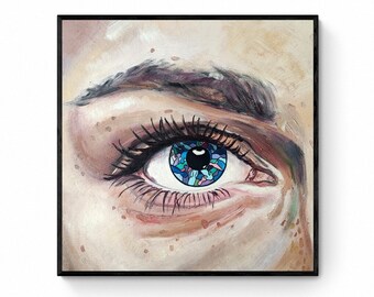 Eye Original Oil Painting on Canvas Unique Modern Wall Art for Art Collector Painting for Artwork Gift Handmade Decor Own Design Graphic Eye