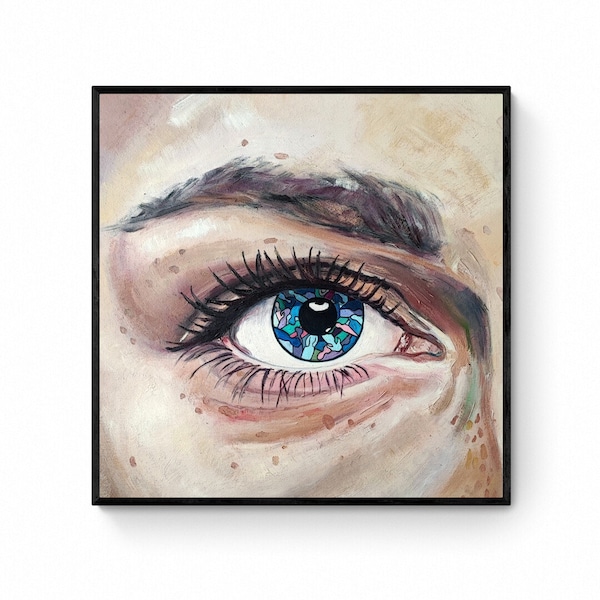 Eye Original Oil Painting on Canvas Unique Modern Wall Art for Art Collector Painting for Artwork Gift Handmade Decor Own Design Graphic Eye